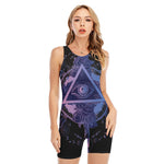 Spiritual Eye of Providence Print Sleeveless One Piece Swimsuit