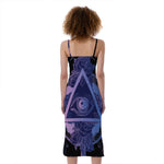 Spiritual Eye of Providence Print Slim Fit Midi Cami Dress