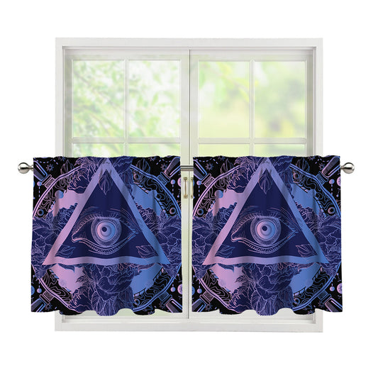Spiritual Eye of Providence Print Tier Curtains