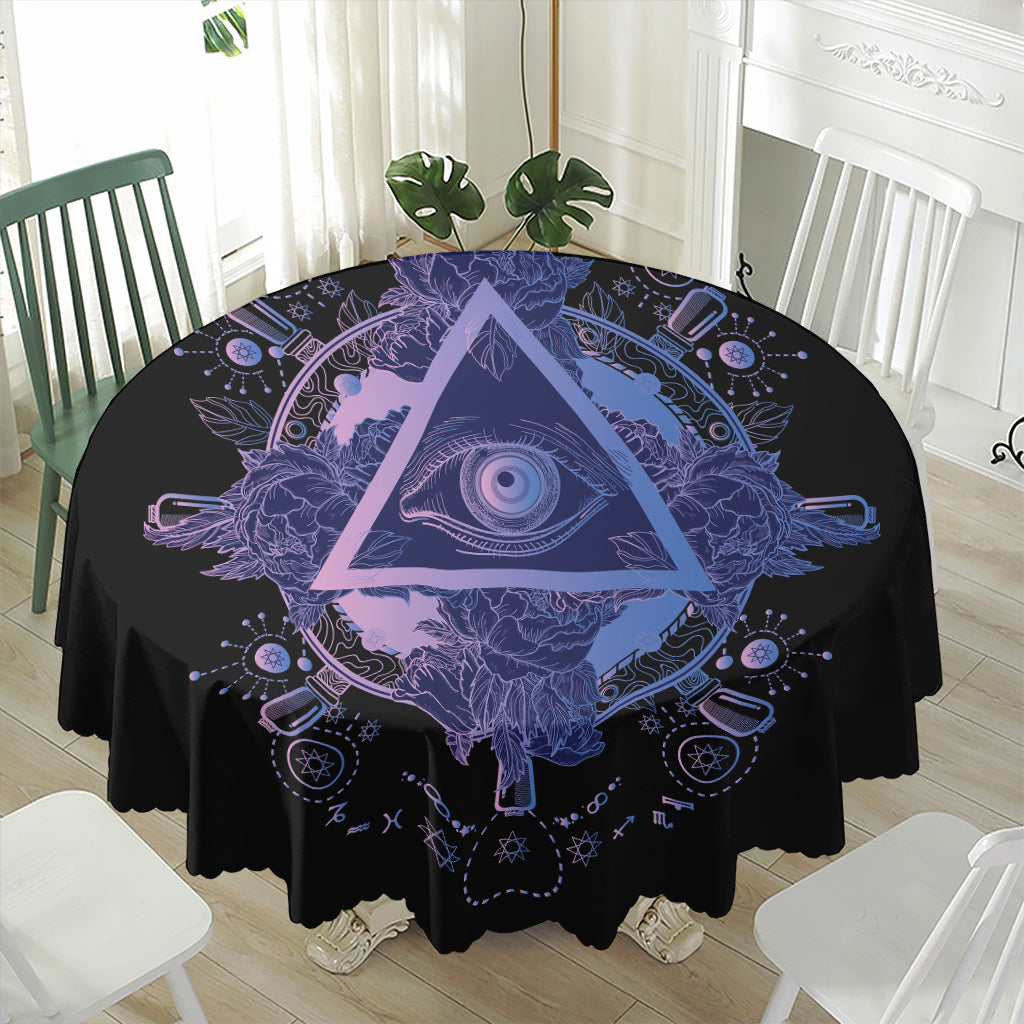 Spiritual Eye of Providence Print Waterproof Round Tablecloth