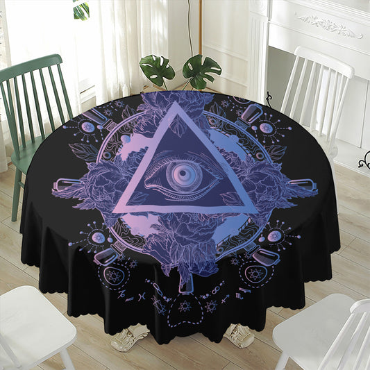 Spiritual Eye of Providence Print Waterproof Round Tablecloth