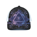 Spiritual Eye of Providence Print White Mesh Trucker Cap