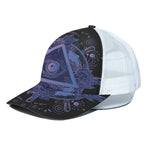 Spiritual Eye of Providence Print White Mesh Trucker Cap