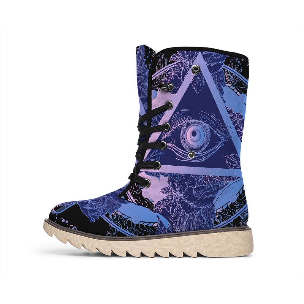 Spiritual Eye of Providence Print Winter Boots