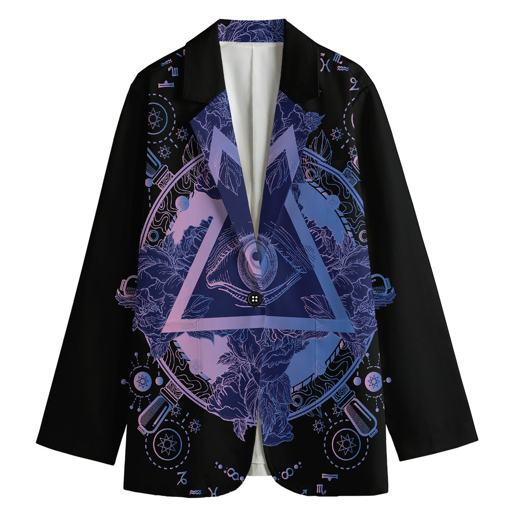 Spiritual Eye of Providence Print Women's Blazer