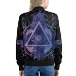 Spiritual Eye of Providence Print Women's Bomber Jacket