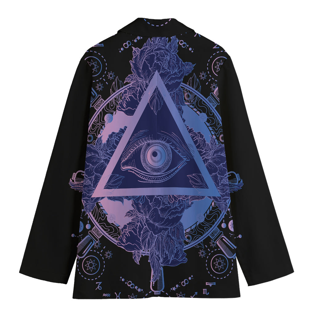 Spiritual Eye of Providence Print Women's Cotton Blazer