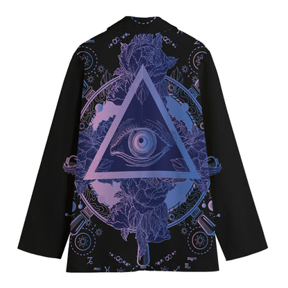 Spiritual Eye of Providence Print Women's Cotton Blazer