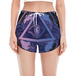 Spiritual Eye of Providence Print Women's Split Running Shorts