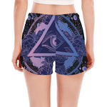 Spiritual Eye of Providence Print Women's Split Running Shorts