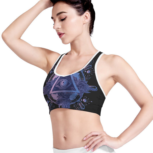 Spiritual Eye of Providence Print Women's Sports Bra