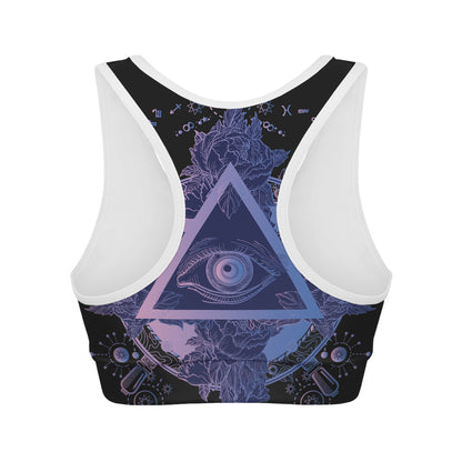 Spiritual Eye of Providence Print Women's Sports Bra