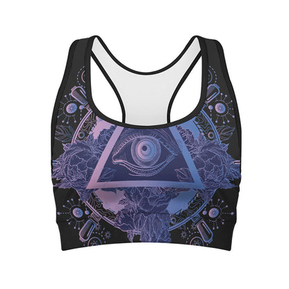 Spiritual Eye of Providence Print Women's Sports Bra
