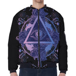 Spiritual Eye of Providence Print Zip Sleeve Bomber Jacket