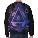 Spiritual Eye of Providence Print Zip Sleeve Bomber Jacket