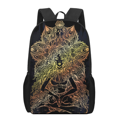 Spiritual Girl Mandala Print 17 Inch Backpack