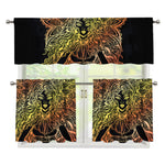 Spiritual Girl Mandala Print 3 Piece Kitchen Curtains