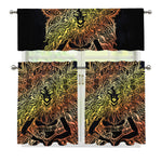 Spiritual Girl Mandala Print 3 Piece Kitchen Curtains