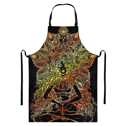 Spiritual Girl Mandala Print Bib Apron With Pocket