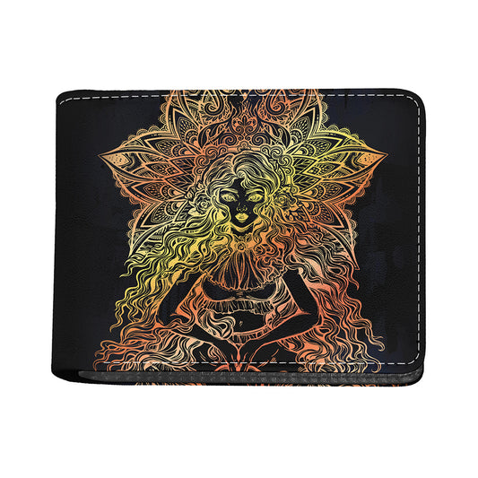Spiritual Girl Mandala Print Bifold Wallet