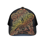 Spiritual Girl Mandala Print Black Mesh Trucker Cap