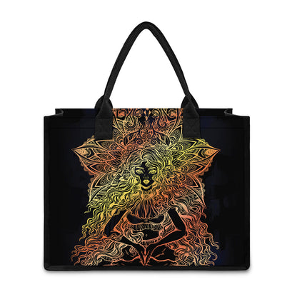 Spiritual Girl Mandala Print Canvas Tote Bag
