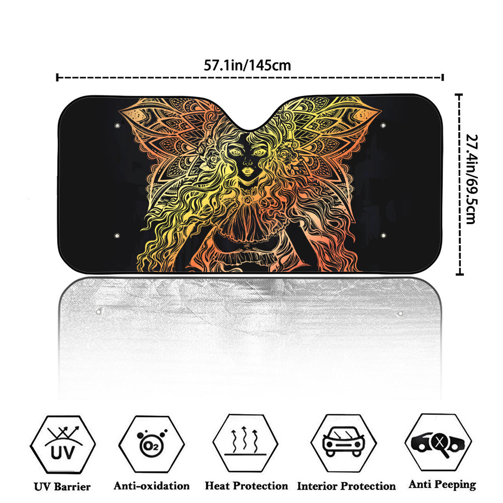 Spiritual Girl Mandala Print Car Windshield Sun Shade
