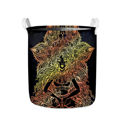 Spiritual Girl Mandala Print Collapsible Laundry Basket