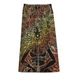 Spiritual Girl Mandala Print Cotton Front Slit Maxi Skirt