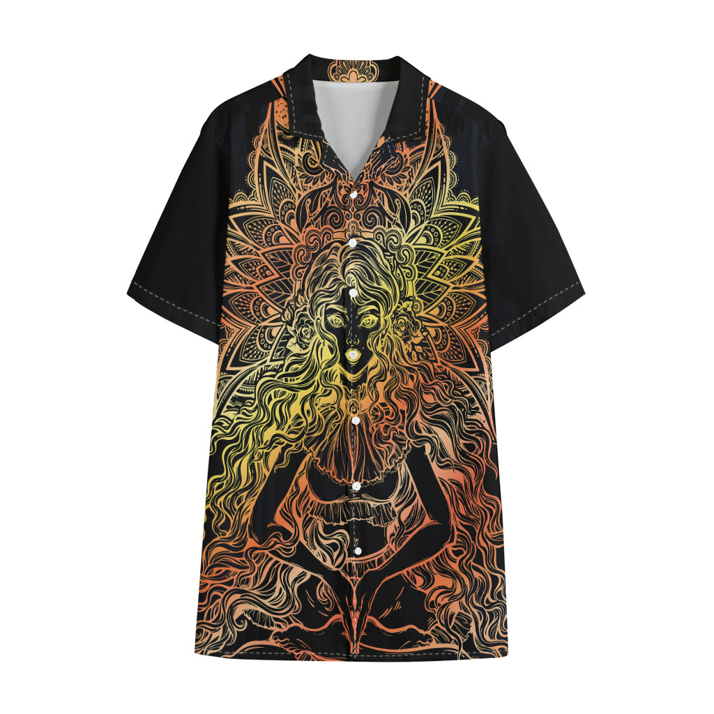 Spiritual Girl Mandala Print Cotton Hawaiian Shirt