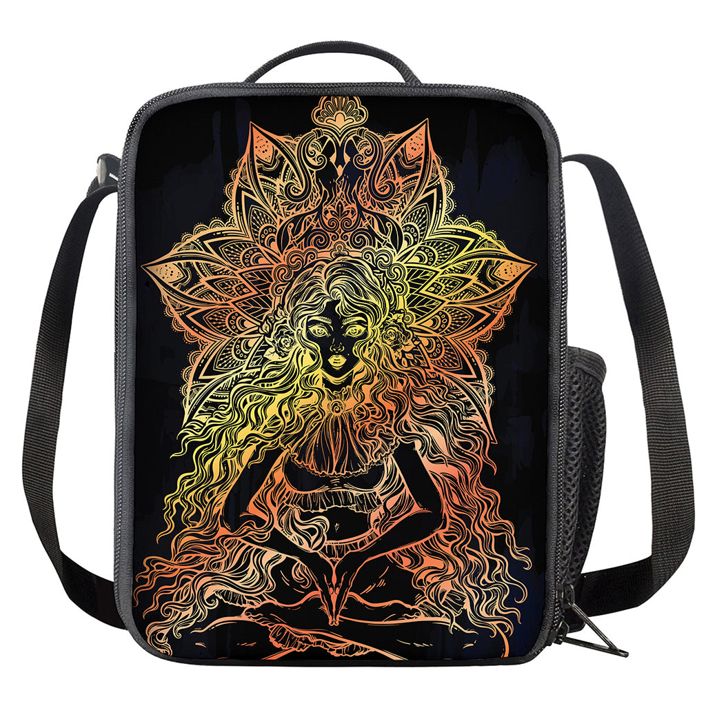 Spiritual Girl Mandala Print Crossbody Lunch Bag