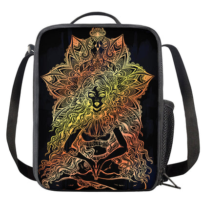 Spiritual Girl Mandala Print Crossbody Lunch Bag