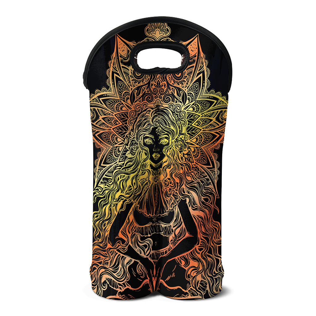 Spiritual Girl Mandala Print Double Neoprene Wine Tote