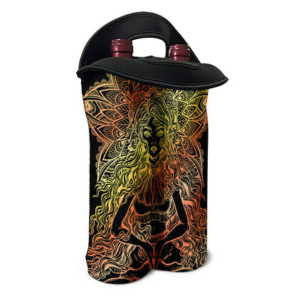 Spiritual Girl Mandala Print Double Neoprene Wine Tote