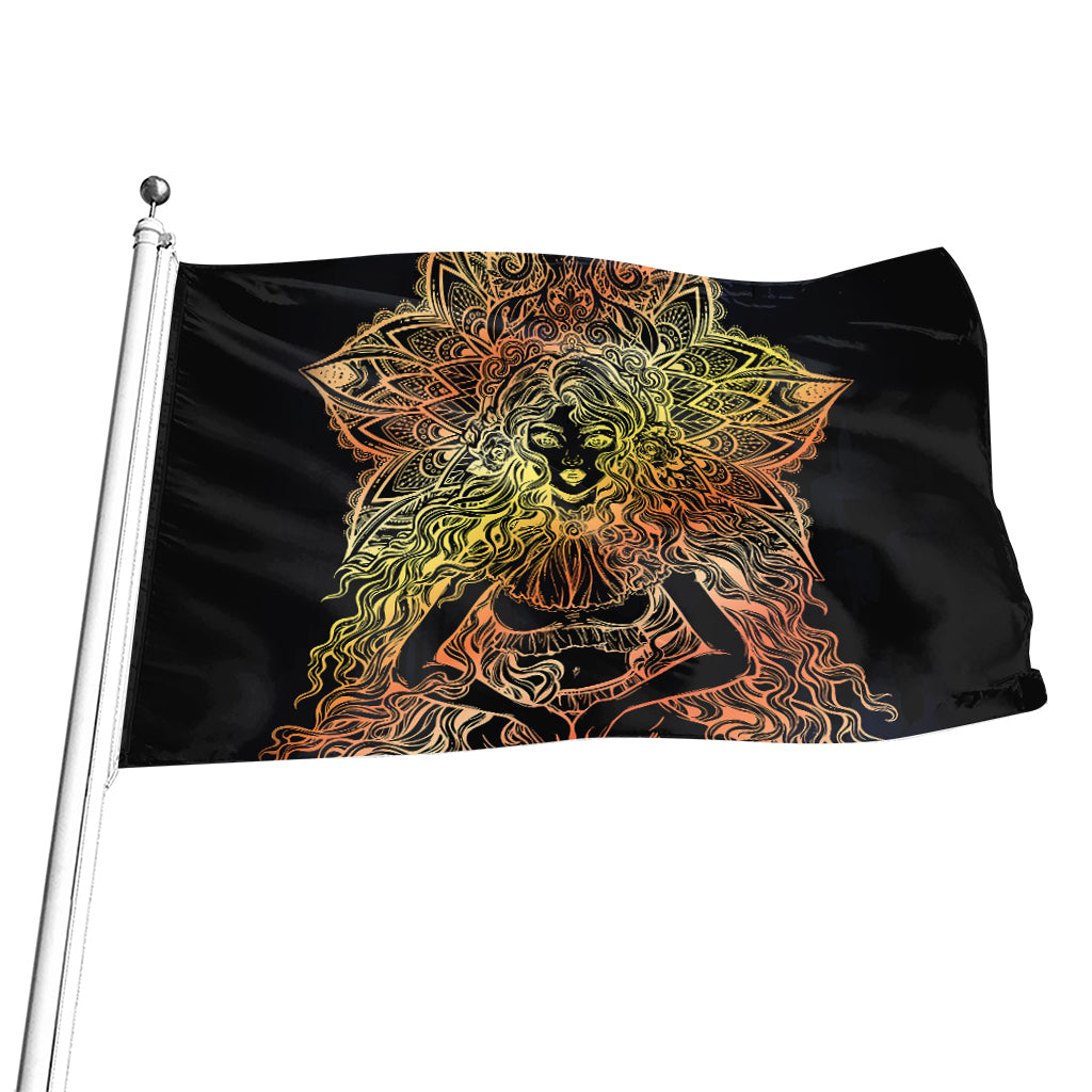 Spiritual Girl Mandala Print Flag