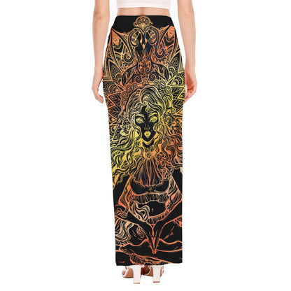 Spiritual Girl Mandala Print High Slit Maxi Skirt