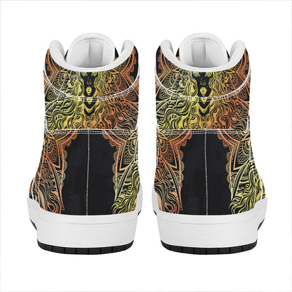 Spiritual Girl Mandala Print High Top Leather Sneakers