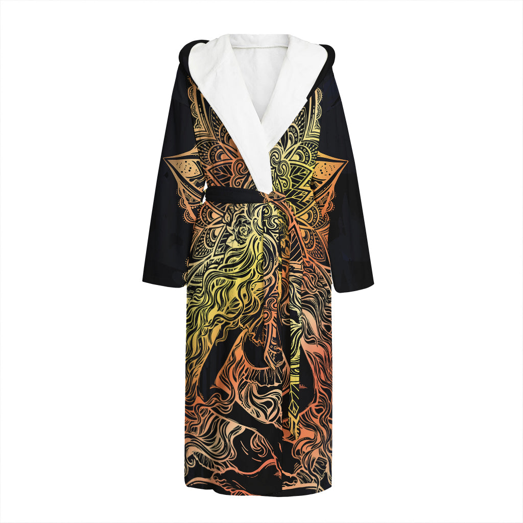 Spiritual Girl Mandala Print Hooded Bathrobe