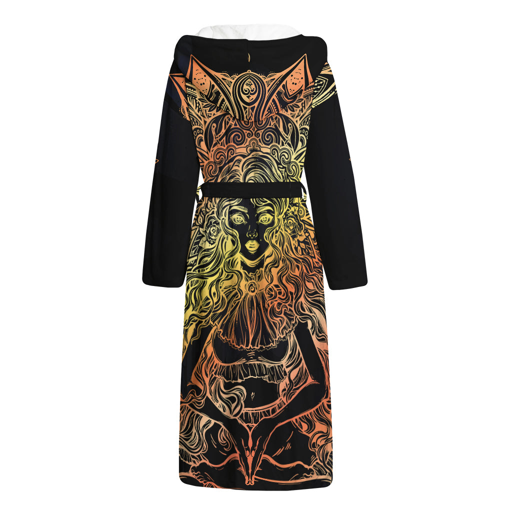 Spiritual Girl Mandala Print Hooded Bathrobe