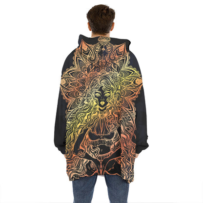 Spiritual Girl Mandala Print Hoodie Blanket