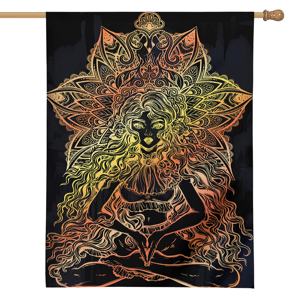 Spiritual Girl Mandala Print House Flag