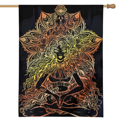 Spiritual Girl Mandala Print House Flag