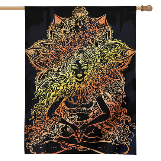 Spiritual Girl Mandala Print House Flag
