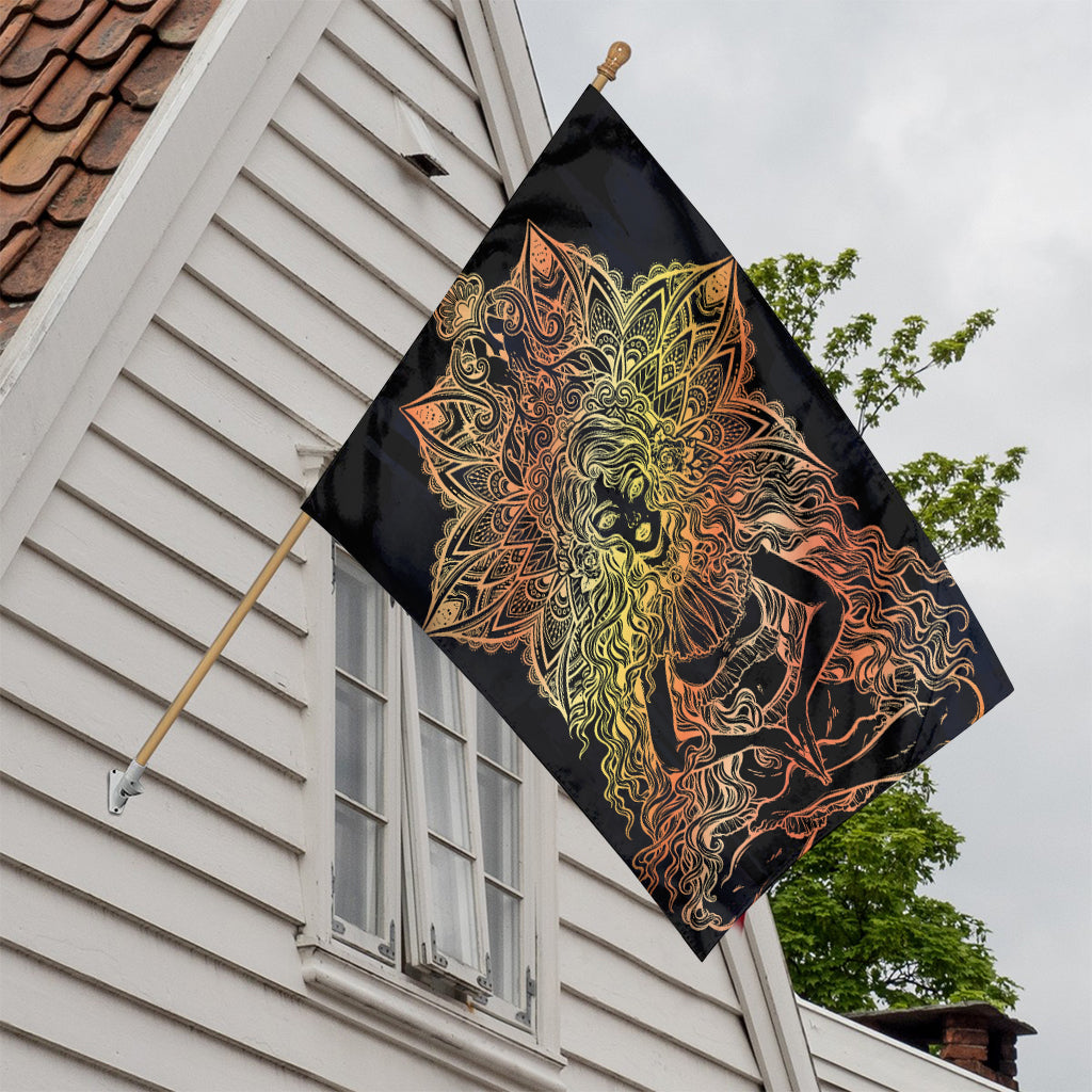 Spiritual Girl Mandala Print House Flag