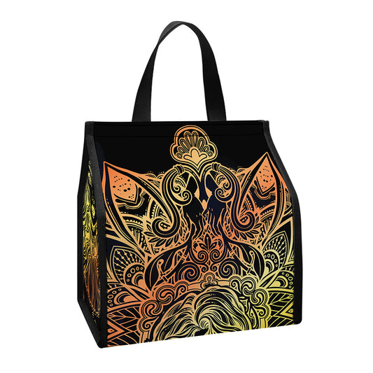 Spiritual Girl Mandala Print Insulated Lunch Tote