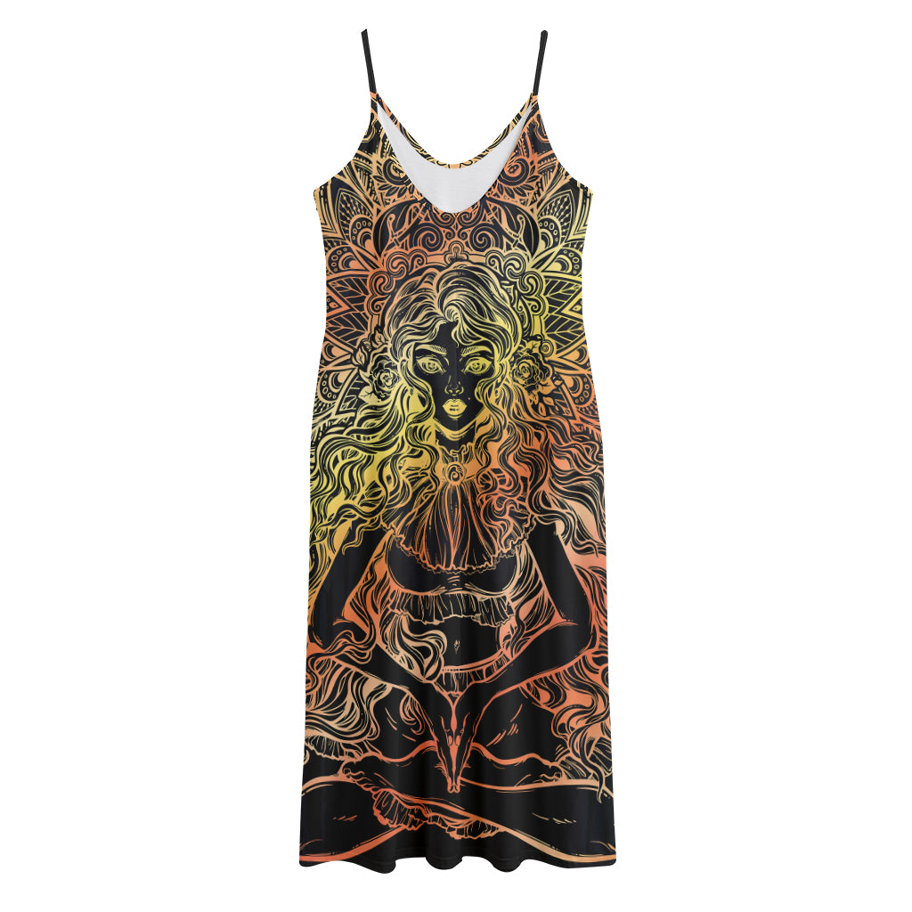 Spiritual Girl Mandala Print Jersey Midi Cami Dress