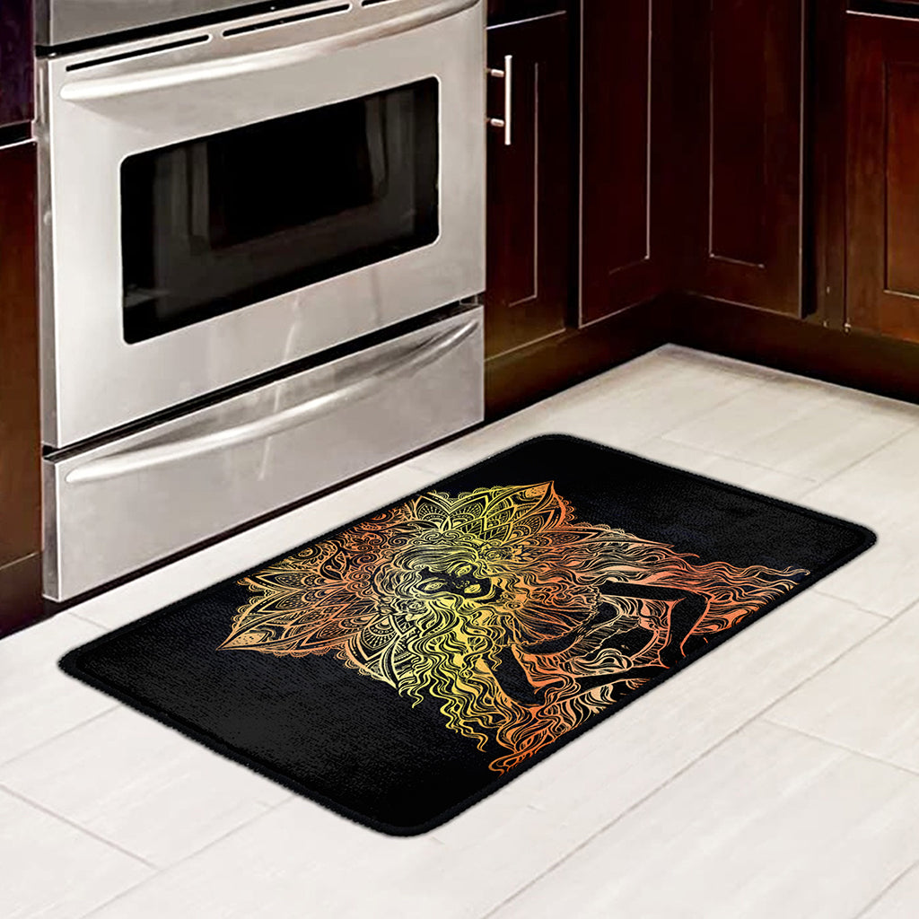 Spiritual Girl Mandala Print Kitchen Mat