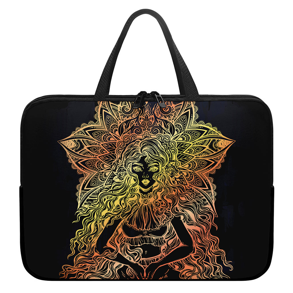 Spiritual Girl Mandala Print Laptop Sleeve With Handle