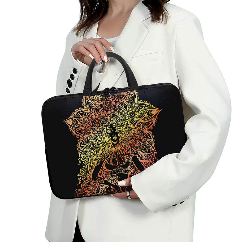 Spiritual Girl Mandala Print Laptop Sleeve With Handle