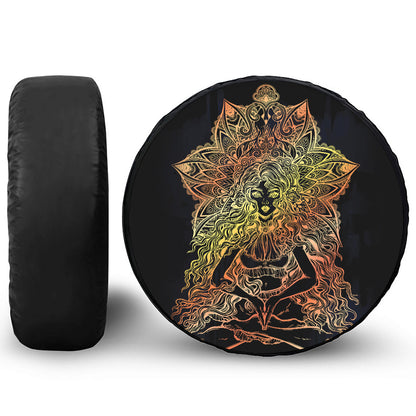 Spiritual Girl Mandala Print Leather Spare Tire Cover